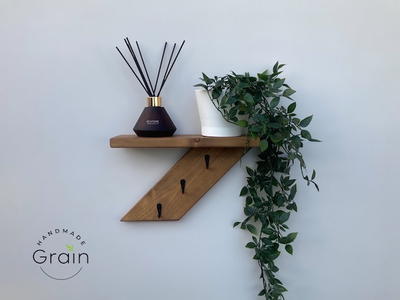 Key Holder Entryway Shelf, Floating Shelf, Wall Mounted Key Hooks