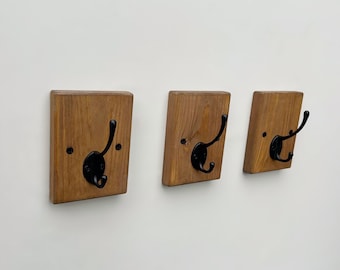 Rustic Wooden Coat Hook, Wall Mounted Hallway Hook, Handmade Pine Entryway Peg