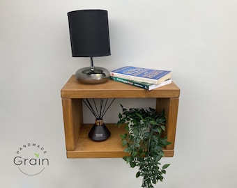 Handmade Floating Bedside Table | Choice of Colors | 40cm W x 22cm D x 27cm H | Chunky 3.5cm Timber