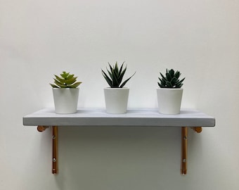Dovetail Grey Shelf with Copper Brackets