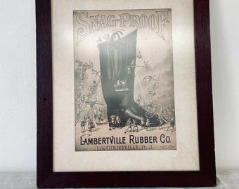 Vintage framed print Lambertville Rubber Co