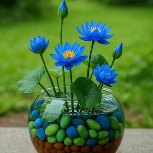 10 Sementes Raras de Lótus Azul | Flor Aquática para Cultivar em Vasos ou Lagoas | Germinação Fácil em Casa