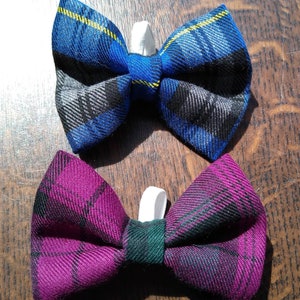 Blue or pink tartan pet bandana, bowtie or scrunchie