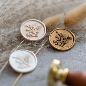 Wachssiegel Blume - selbstklebendes fertiges Wachssiegel mit Blumenmotiv