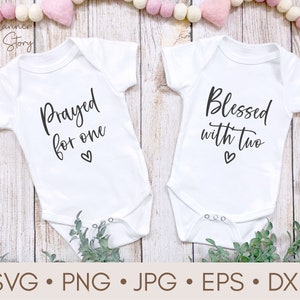 Twin svg, png, Prayed for one, Blessed with two svg, Twin Baby Svg, Twin Schwangerschaft svg, Twin onesies svg, Twin onesies svg Plotterdatei für cricut