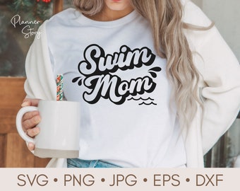 Swim Mom Svg, Swim Mama Svg, Retro Swim Svg, Water Polo Mom, Swim Mom Shirt, Pool Svg, Summer Svg, Sports Mom Svg cut file, Sublimation Png
