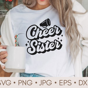 Cheer Sister Svg, Png, Cheerleader Svg, Cheer Sis Svg, Cheer Sister Shirt, Cheer family Svg, Retro Svg, Little Sister Svg cut file Cricut