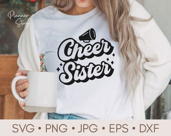 Cheer Sister Svg, Png, Cheerleader Svg, Cheer Sis Svg, Cheer Sister Shirt, Cheer family Svg, Retro Svg, Little Sister Svg cut file Cricut