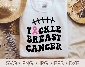Tackle Breast Cancer Svg, Cancer Awareness Svg, Football Fundraiser, Cancer Ribbon, Fight Cancer, Football Cancer Svg, Breast Cancer Shirt