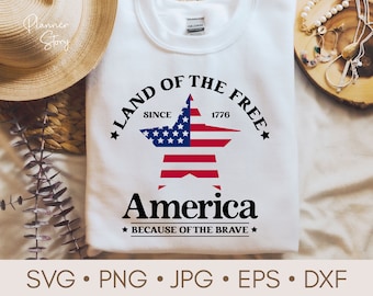 America Land Of The Free Because Of The Brave Svg, USA Svg, 4th of July Svg, Fourth of July Svg, Patriotic Svg, Independence Day Svg, Png