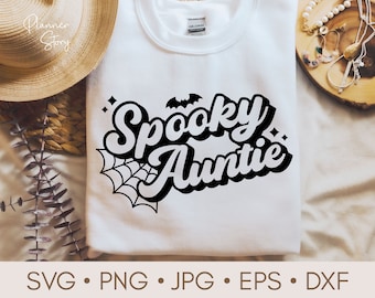 Spooky Auntie Svg, Spooky Aunt Svg, Halloween Svg, Halloween Auntie Svg, Halloween Retro Svg, Aunt Life Svg, Halloween Shirt Svg, Aunt Shirt