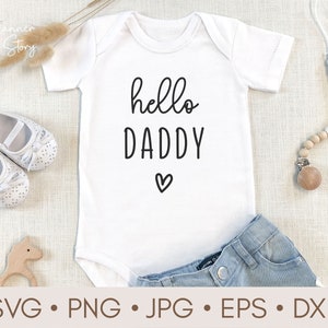 Hallo papa SVG, PNG, zwangerschapsaankondiging onesie svg, babyaankondiging svg, verrassing echtgenoot Svg, cadeau voor papa svg gesneden bestand voor cricut
