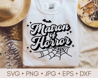 Matrona del terror SVG, Despedida de soltera espeluznante SVG, Novia de Halloween Svg, Camisas de fiesta de Halloween de soltera, Boda de Halloween, Dama de honor Svg