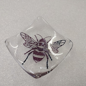 Glass Bumblebee Bee jewellery trinket bowl handmade gift