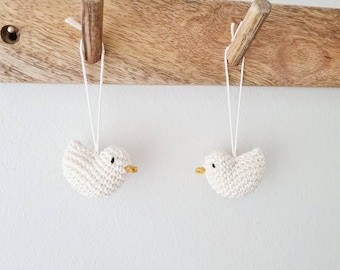 Oiseaux de Pâques au crochet|4 petits oiseaux de Pâques|Poussin de Pâques|Décoration de Pâques|Pâques|Bébés oiseaux|Oiseaux au crochet