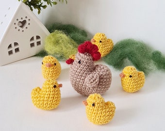 Easter Set mama hen & 3 tiny chicks|Easter chicks|Easter Eggs|Easter Decoration|Easter ornament|Spring Decoration|Handmade Easter Decor