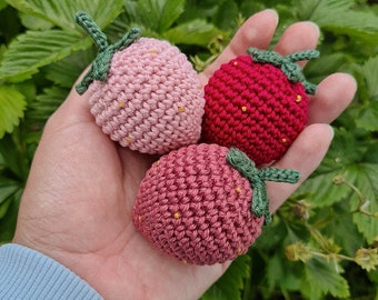 Fraise au crochet personnalisé|Fait semblant de fruits|Crochet de fraises|Fruits pour jouer|Faire semblant d'avoir des aliments pour jouer à l'épicerie|Faire semblant d'épicerie|Jouets éducatifs