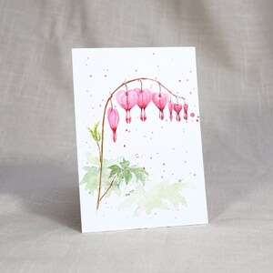 Postkarte Tränendes Herz / Blumenkarte / Aquarellkarte
