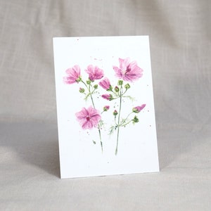 Carte postale mauve / carte fleur / carte postale aquarelle