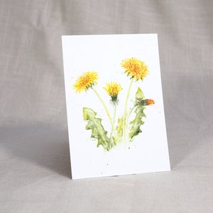 Carte postale Pissenlit / Carte postale aquarelle / Carte fleur