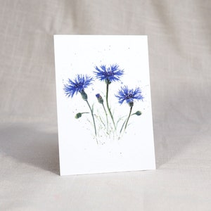 Ansichtkaart korenbloem/aquarelkaart/bloemenkaart