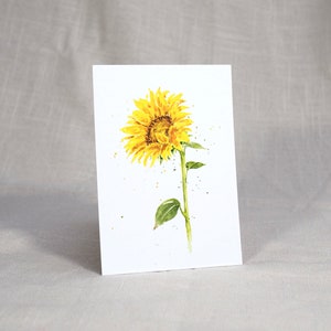 Postkarte Sonnenblume / Blumenkarte / Aquarellpostkarte