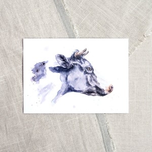 Postkarte Kuh / Tierpostkarte / Postkarte Bauernhof / Aquarellpostkarte