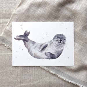 Postkaart zeehond / aquarel postkaart / dierenkaart / zeekaart