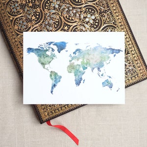 Postcard world map / watercolor postcard