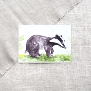 Postkarte Dachs / Aquarellpostkarte / Tierkarte