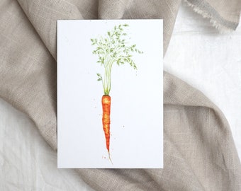 Carte postale carotte / carte postale aquarelle / carte végétale