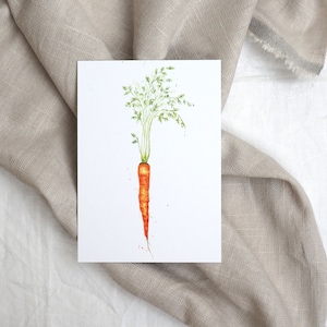 Postal zanahoria / postal acuarela / tarjeta vegetal