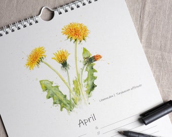 Eeuwigdurende bloemenkalender / verjaardagskalender / eeuwigdurende kalender A4 / tuinkalender