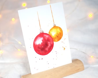 Postkarte ,Weihnachtsbaumkugeln‘ / Weihnachtskarte / Weihnachten / Aquarellkarte