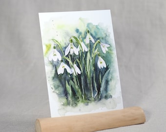 Postkarte Schneeglöckchen / Aquarellkarte / Frühlingskarte