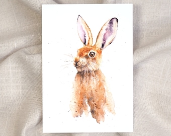 Postkarte Hase / Osterkarte / Aquarellkarte