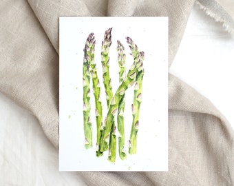 Postkarte Spargel / Gemüsekarte / Aquarellpostkarte