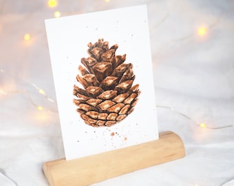 Postkarte Kiefernzapfen / Weihnachtskarte / Weihnachten / Winterkarte / Aquarellkarte