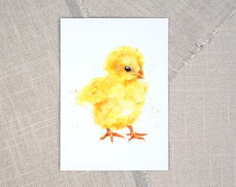 Postkarte Küken / Aquarellpostkarte / Postkarte Tierkinder