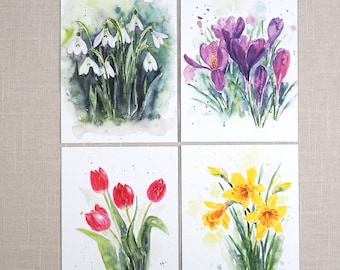 Postcard set spring flowers