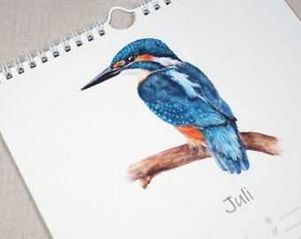 Eeuwigdurende kalender met vogels / Verjaardagskalender / Eeuwigdurende kalender A4 / Vogelkalender