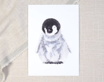 Carte postale pingouin / carte postale aquarelle / carte animaux