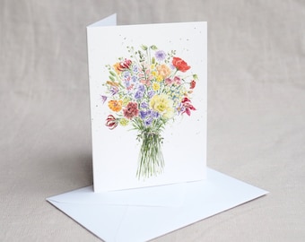 Folding card bouquet with envelope / wedding card / birthday card