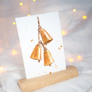 Carte postale cloches / Carte Noël / Noël / carte aquarelle