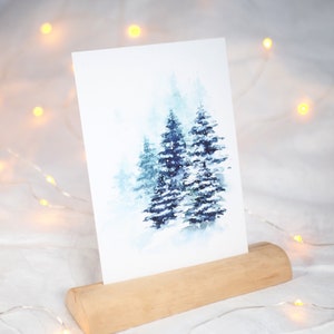 Postal bosque de invierno / tarjeta de invierno / tarjeta de Navidad / postal de acuarela