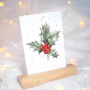 Cartolina Ilex / Cartolina di Natale / Cartolina acquerello / Natale / Cartolina pianta