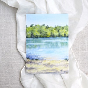 Postkarte Waldsee / Aquarellpostkarte / Sommerkarte