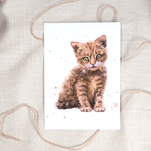 Carte postale chat / carte postale aquarelle / chat aquarelle / carte animaux / chaton / carte postale chaton / animaux enfants