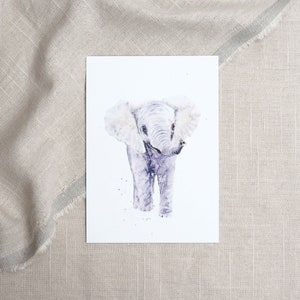Postal de elefante / postal de acuarela / tarjeta de animal