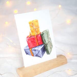 Postkarte Geschenke / Weihnachtskarte / Weihnachten / Geburtstagskarte / Aquarellkarte